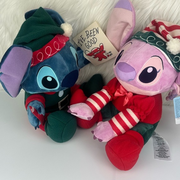 Disney Other - Stitch & Angel Plush Set  Disney Parks Christmas Elf Stitch Holiday Toy New